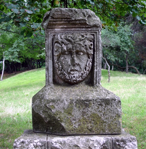 Monolith stone block with protome of the head of Jupiter-Ammon